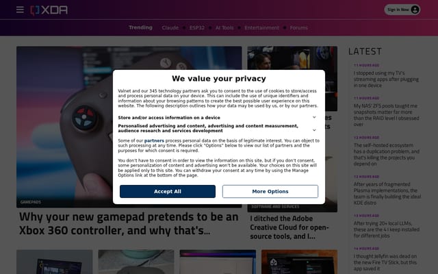 Screenshot of xda-developers.com