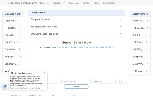 Screenshot of h1bdata.info