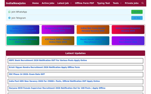 Screenshot of indianewjobs.com