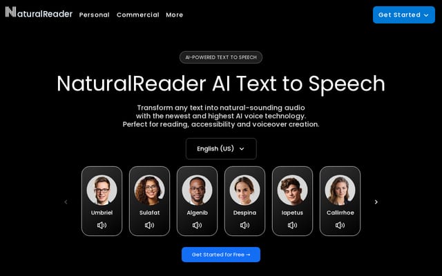 Screenshot of naturalreaders.com