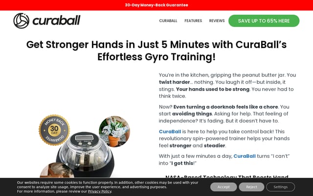 Screenshot of curaball.com