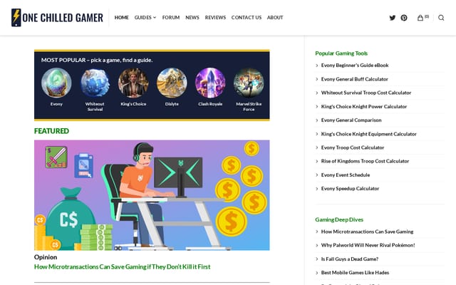 Screenshot of onechilledgamer.com