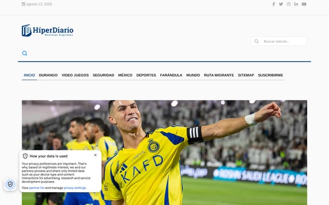 Screenshot of hiperdiario.com.mx