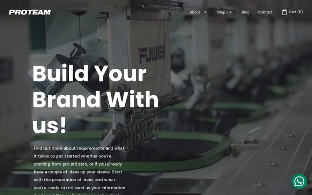 Screenshot of proteamapparels.com