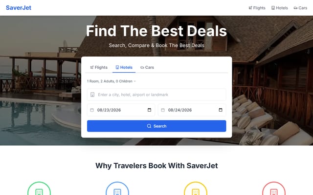 Screenshot of saverjet.com