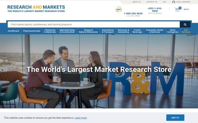 Screenshot of researchandmarkets.com