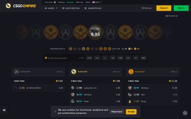 Screenshot of csgoempire.com