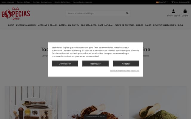 Screenshot of todoespecias.com