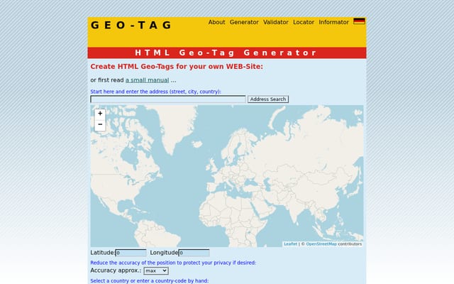 Screenshot of geo-tag.de