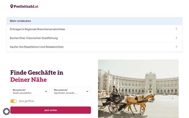 Screenshot of postleitzahl.at
