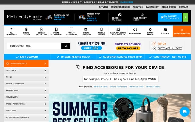 Screenshot of mytrendyphone.co.uk