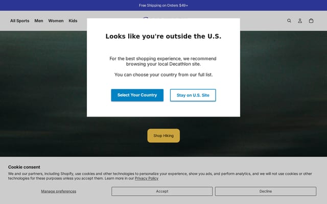 Screenshot of decathlon.com
