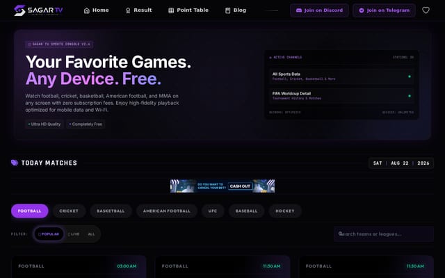 Screenshot of sagar-tv.com