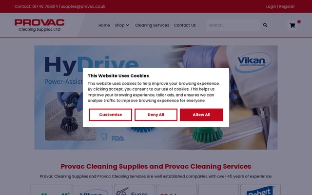 Screenshot of provac.co.uk