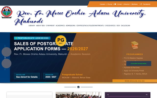 Screenshot of bsum.edu.ng