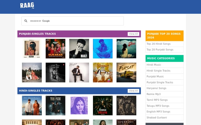 Screenshot of raag.fm