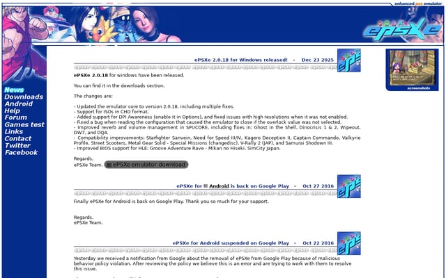 Screenshot of epsxe.com