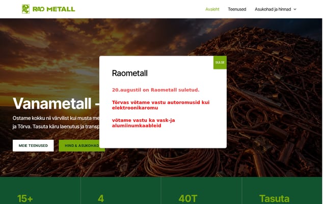 Screenshot of raometall.ee