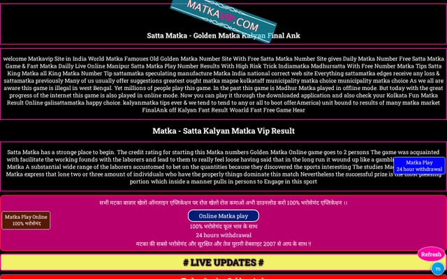 Screenshot of matkavip.com
