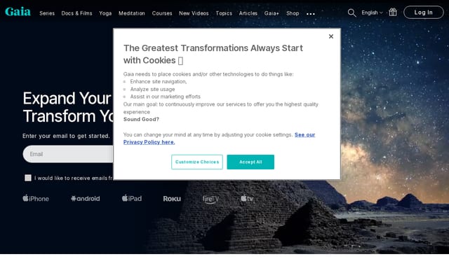 Screenshot of gaia.com