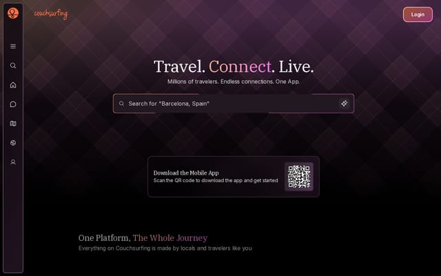 Screenshot of couchsurfing.com