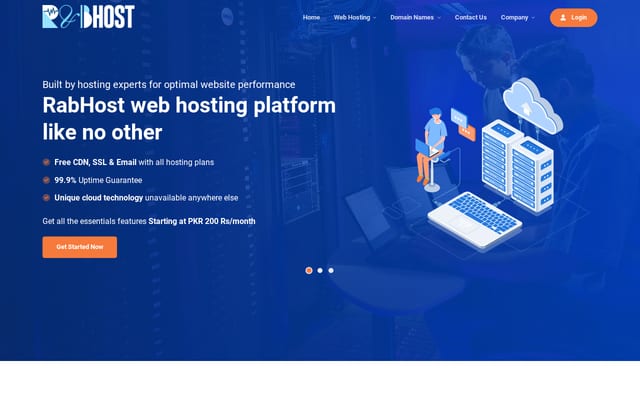 Screenshot of rabhost.com