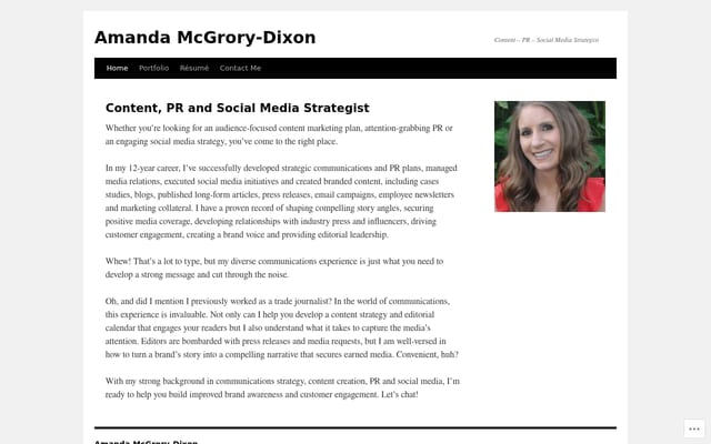 Screenshot of amandakmcgrory.com