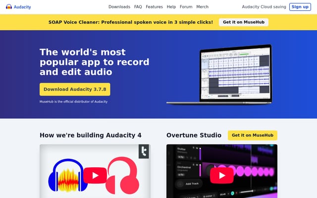 Screenshot of audacityteam.org
