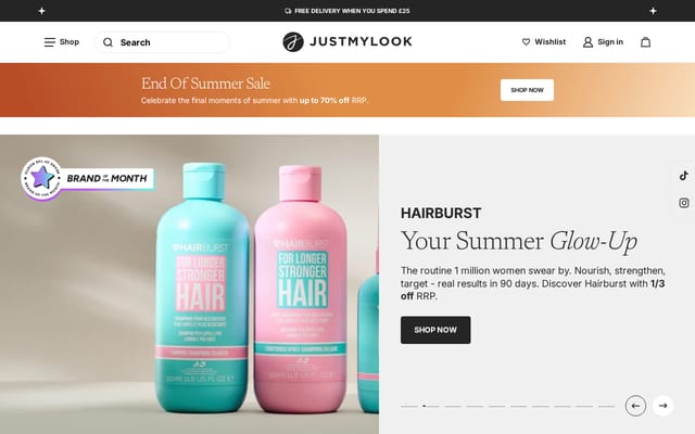 Screenshot of justmylook.com