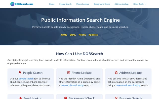 Screenshot of dobsearch.com