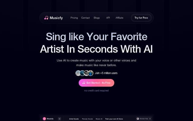 Screenshot of musicfy.lol