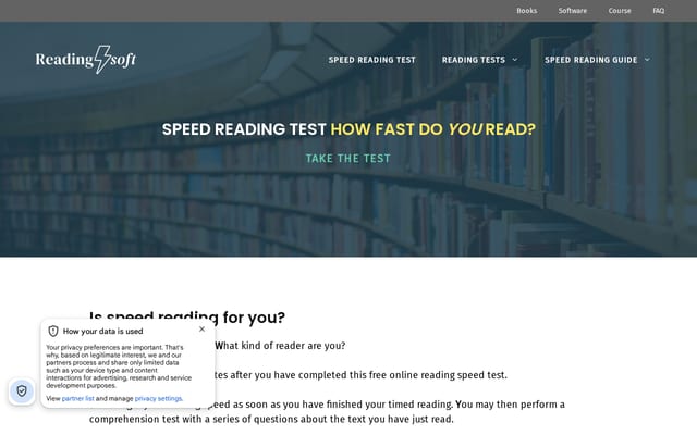 Screenshot of readingsoft.com