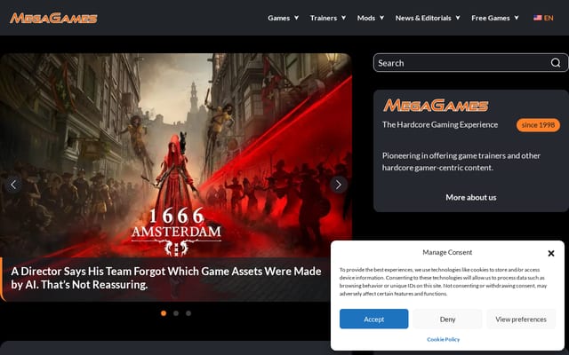 Screenshot of megagames.com