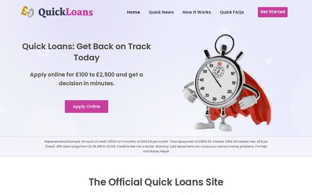 Screenshot of quickloans.co.uk