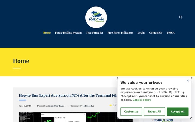 Screenshot of forexwikitrading.com