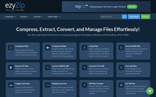 Screenshot of ezyzip.com