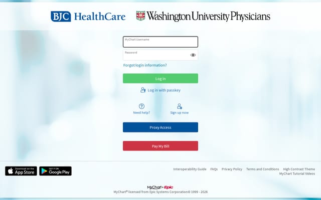 Screenshot of mypatientchart.org