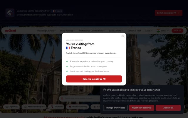 Screenshot of upgrad.com