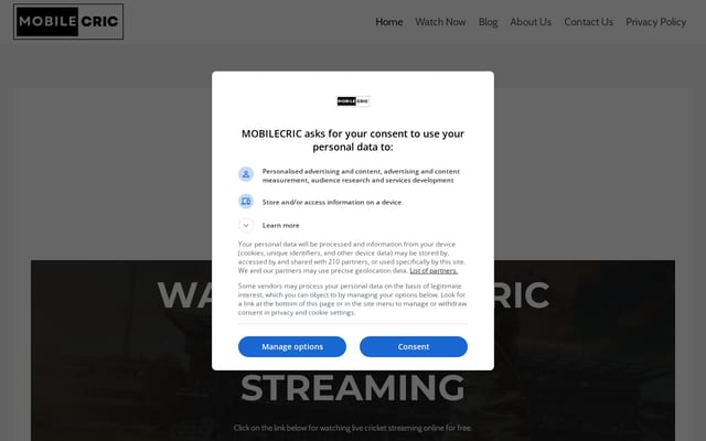 Screenshot of mobilecric.tv
