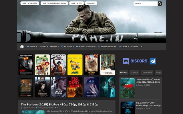 Screenshot of pahe.in