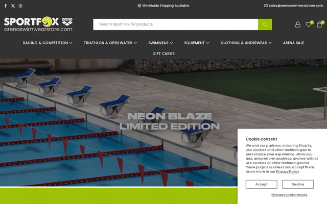 Screenshot of arenaswimwearstore.com