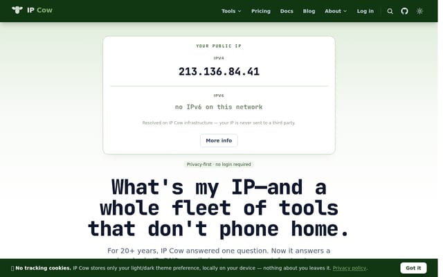 Screenshot of ipcow.com