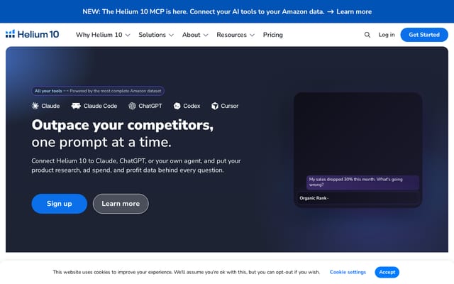 Screenshot of helium10.com