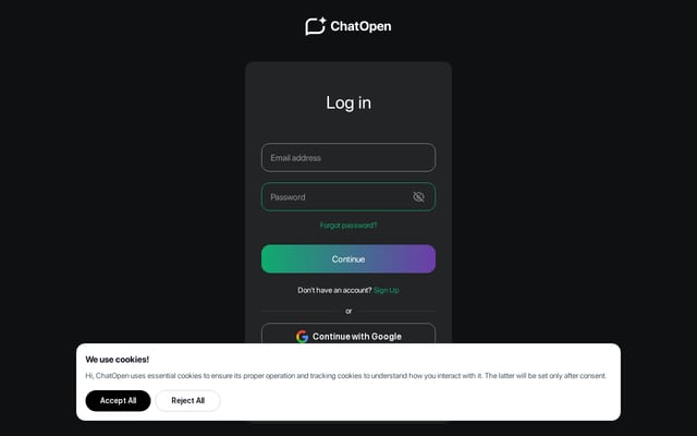 Screenshot of chatopen.app