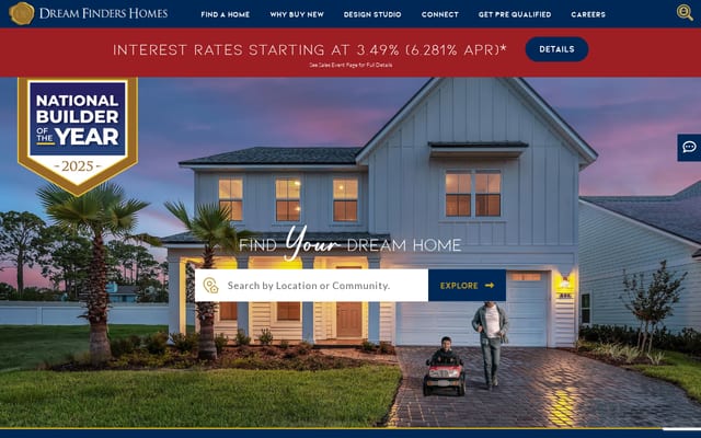 Screenshot of dreamfindershomes.com