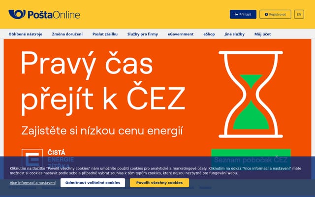 Screenshot of postaonline.cz
