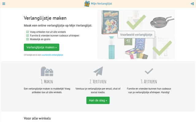 Screenshot of mijnverlanglijst.eu