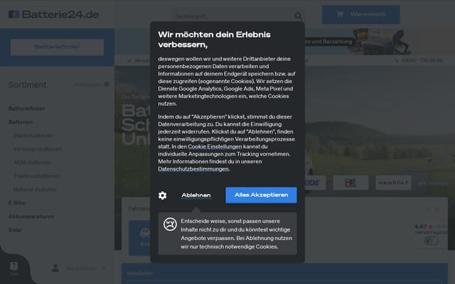 Screenshot of batterie24.de