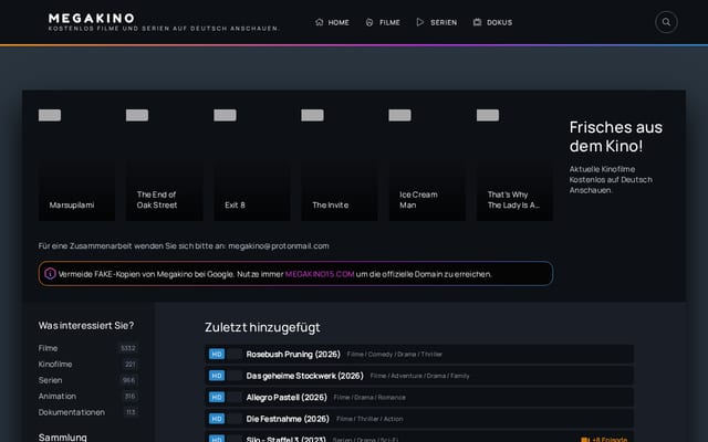 Screenshot of megakino2.biz
