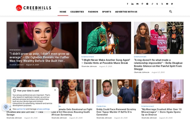Screenshot of creebhills.com